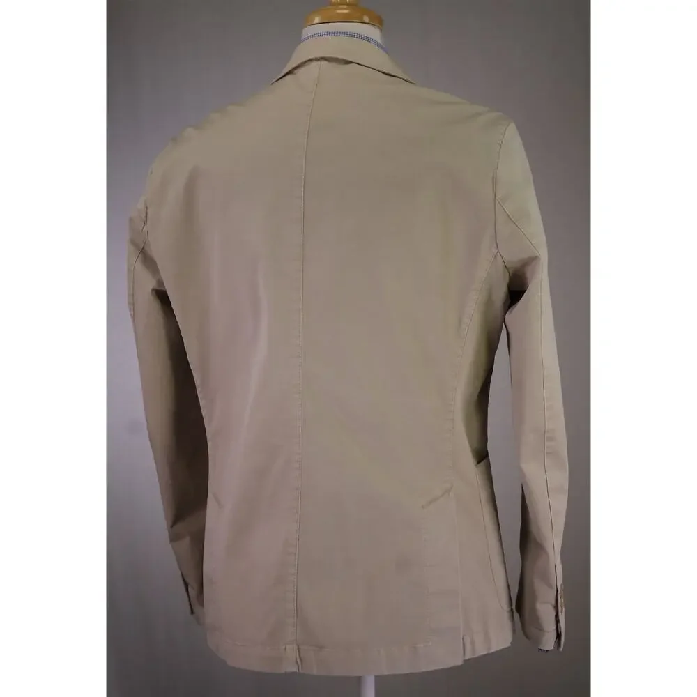 Spada Roma Khaki Tan Cotton Patch Pocket Unstructured Blazer Jacket 42R